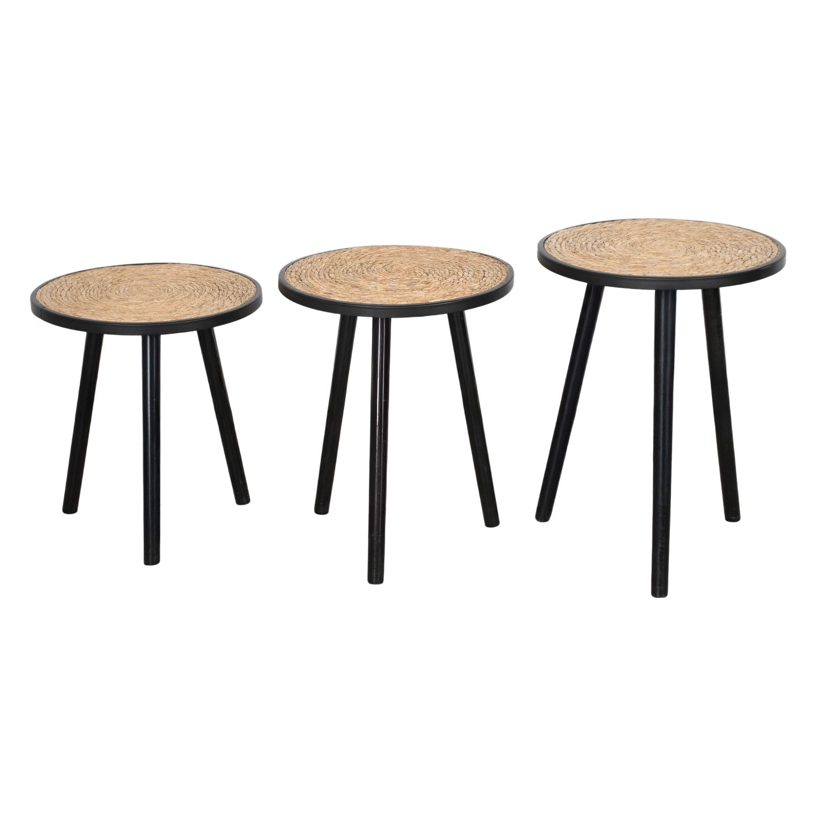 طقم طاولات خشب بوجه قش – عدد 3 قطع - الصورة 3